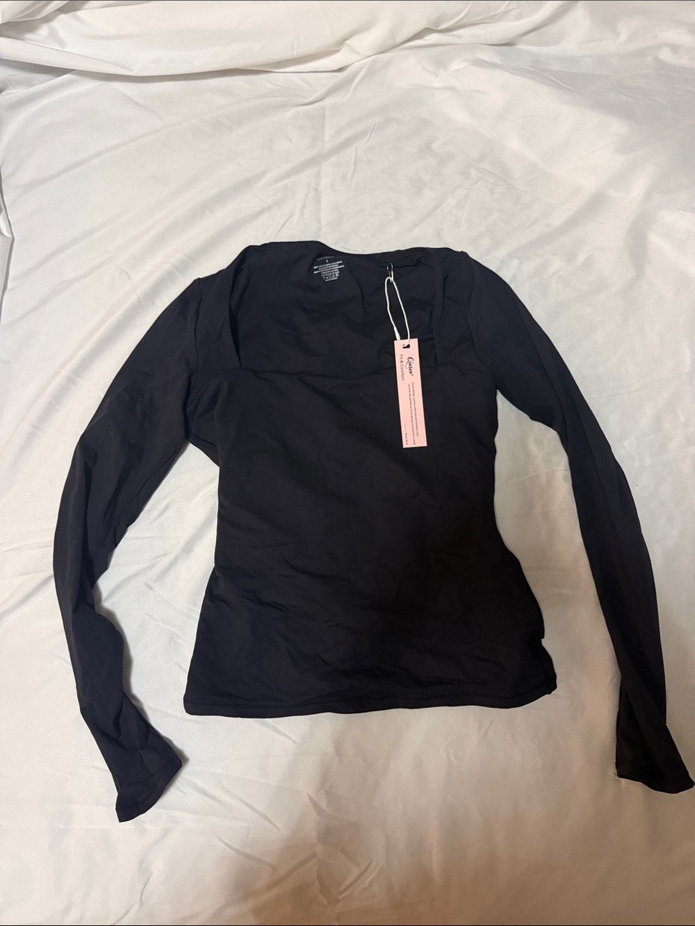Women’s Long Sleeve Square Neck Top - Black